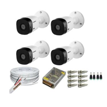 Imagem de Kit 4 Câmeras Segurança VHC 1120B Hd 720 bullet Intelbras + cabos cone