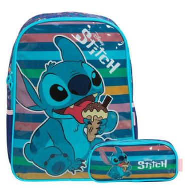 Imagem de Kit Mochila Infantil Feminina Stitch Costas Estojo Grande - Plike