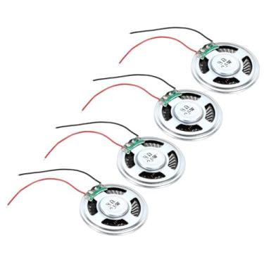 Imagem de uxcell 4 peças de alto-falantes pequenos de 0,5 W 8 Ohm, concha de metal, microímã interno, redondo para mini alto-falantes, DVD, EVD, multimídia, portátil, máquina de publicidade portátil