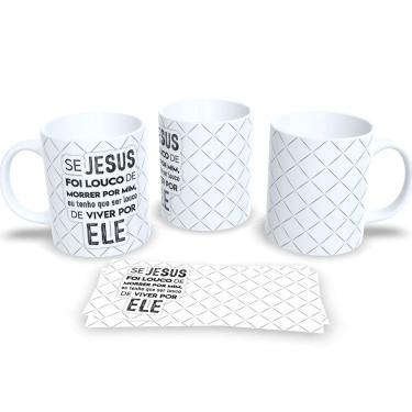 Imagem de Caneca Evangelica de Porcelana Personalizada Religião Cristã Ele Vive