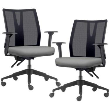 Imagem de Kit 2 Cadeiras de Escritório Giratória Diretor Flow F02 Base Preta Sin