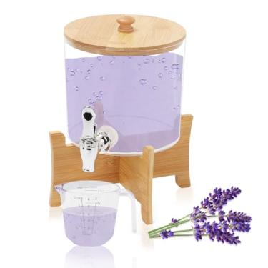 Imagem de Dispensador de detergente para roupas de 2,5 L, dispensador de líquido para roupas com torneira de aço inoxidável, recipiente de amaciante de sabão líquido para lavanderia (redondo grande)