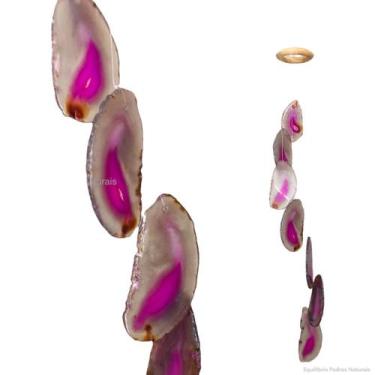 Imagem de Mensageiro Sino Dos Ventos Móbile Ágata Rosa 7 Pedras - Equilíbrio Ped