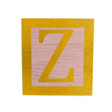 Imagem de Cubo Rosa Letra Amarela com Aplique Festa Chá de Bebê Decoração 8x8x8 