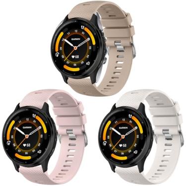 Imagem de Meliya Pulseira de relógio Garmin Venu 3/Venu 2/Vivoactive 4 feminina e masculina, pulseira de silicone macio de 22 mm para relógio inteligente Forerunner 745/265/255 (chá leite+luz das estrelas +