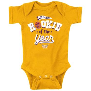 Imagem de Roupa de bebê novato do ano para fãs de basquete de LA (NB-7T) (body dourado, 12 meses)