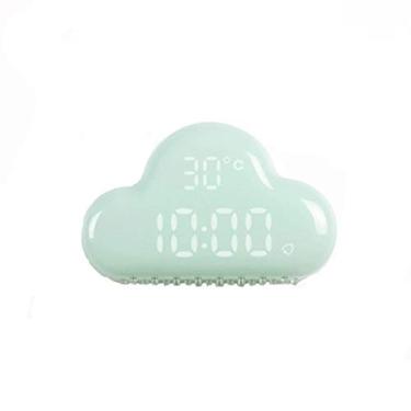 Imagem de Despertador fofo pop led mudo despertador quarto cabeceira cor sólida linda nuvem temperatura lâmpada carregando despertador digital despertador infantil