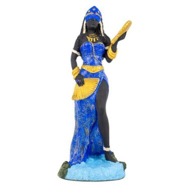 Imagem de Escultura Orixa Oxum Azul 23 cm em Resina - Lua Mística - 100% Origina