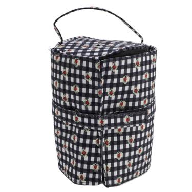 Imagem de Saco de Fios Pequenos, Padrão de Flores do Fio de Gancho de crochê Padrão de Flor de Multi -grades Destacáveis ​​Organizador Portátil 600D Bolsa de Viagem de Pano Oxford para