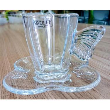 Imagem de Xícara de borboleta Café de Vidro com Pires - Wolff