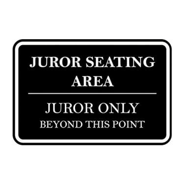 Imagem de Signs ByLITA Área de assento de jurado emoldurada clássica Juror Only Beyond This Point Placa de porta ou parede Plástico ABS durável | Gravado a laser | Fácil instalação | Placa de tribunal (preto