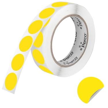 Imagem de Perco Etiquetas adesivas redondas amarelas de 2,5 cm com adesivo removível - 1.000 etiquetas por rolo - Cores vibrantes, forte adesão - Feito nos EUA