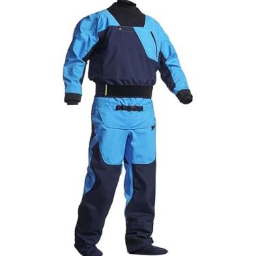 Imagem de Roupa Seca Para Caiaque, Roupas Secas De Tecido Impermeável De 4 Camadas Para Homens, Equipamento De Caiaque à Vela Com Zíper Frontal, Blue, S