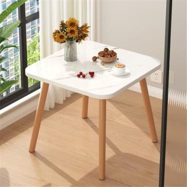 Imagem de Mesa Lateral Moderna De Madeira, Mesa De Café Quadrada Para Quarto, Mesa De Cabeceira Compacta Para Sala De Estar, Corredor, Brown, 23.6x23.6x23.6in