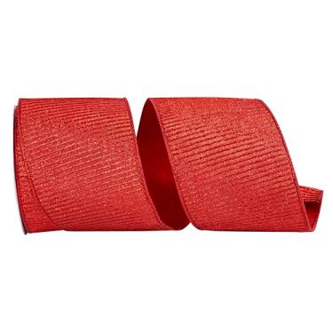 Imagem de Reliant Ribbon Fita plissada metálica Lux com borda com fio, 10 cm x 9 m, vermelha