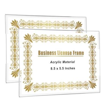 Imagem de JUXYES Pacote com 2 molduras de licença comercial de acrílico transparente para parede, moldura de exibição de certificado de licença de 14 x 21 cm, moldura profissional de montagem na parede para