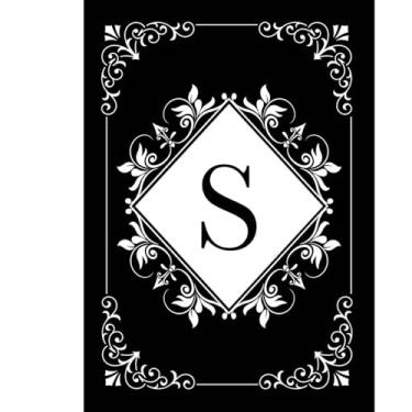 Imagem de Briarwood Lane Monograma preto e branco S bandeira de jardim dupla face