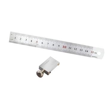 Imagem de Generic Régua de aço inoxidável com de riscador, régua de metal com cursor de localização, portátil e leve, 2 em 1 para marcenaria, Bloco Régua de 15cm