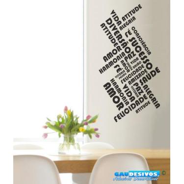 Imagem de Adesivo Decorativo de Parede Palavras Pensamentos Frases Paz Sucesso F
