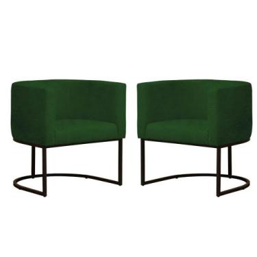 Imagem de Kit 2 Poltronas Reforçada Decorativa Sala Gabriela Base Ferro Preta Su