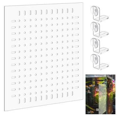 Imagem de PH PandaHall Kit divisor de aquário de acrílico transparente para aquário com ventosas placa de grade de isolamento rede divisória melindrosa para separar acessórios de peixes 30 x 25 cm