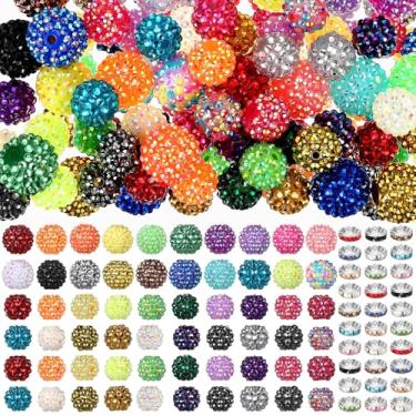 Imagem de Huquary 160 peças de contas para canetas, joias, resina, cristal, strass, espaçador, espaçador, miçangas, para chaveiros com contas, artesanato faça você mesmo, suprimentos para fabricação de joias