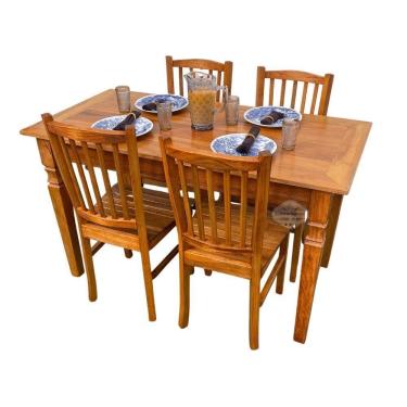 Imagem de Mesa Madeira De Demolição 140cm X 70cm Com 4 Cadeiras Bh Sudeste Rústico