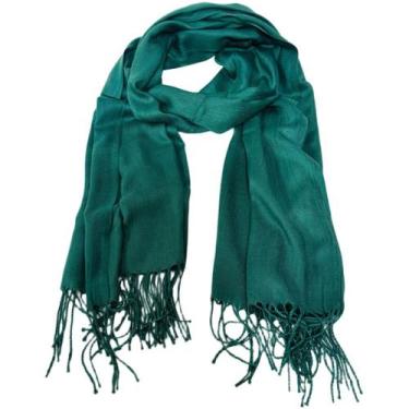 Imagem de Cachecol Frio Echarpe Xale Lenço Pashmina Franja Look Inverno Acessóri