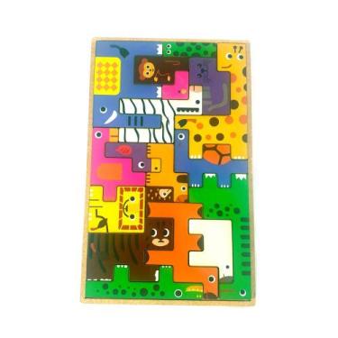 Imagem de Jogo Tetris Safari em MDF 6mm - Quebra-Cabeça Infantil Montessoriano c