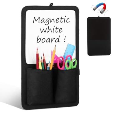 Imagem de Briwooody Acessórios de armário magnético de volta às aulas com bolsa organizadora de quadro branco 29 x 30 cm, organizador de quadro branco para armário escolar, geladeira, escritório (preto)