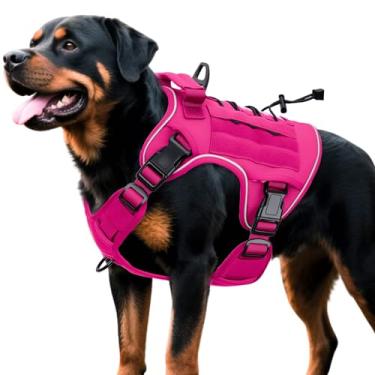 Imagem de Peitoral tático resistente para cães grandes, colete refletivo ajustável sem puxão com sistema Molle, controle de nível militar K9 para treinamento de serviço, atividades ao ar livre e mais de 10