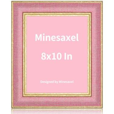 Imagem de Minesaxel Moldura fofa rosa 20 x 25 cm, vidro real HD, divertido, vintage, 20 x 25, moldura dourada com cavalete para mesa e parede, 1 pacote