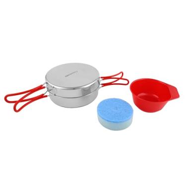 Imagem de Coghlan's Kit de bagunça de aço inoxidável de 4 peças – conjunto de panelas leves para acampamento, caminhada e aventuras ao ar livre – Utensílios de mesa compactos para fácil uso e limpeza