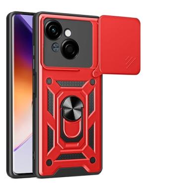 Imagem de Kukoufey Capa compatível com Tecno Spark Go 1, compatível com Tecno Pop 9, com capa de lente de câmera deslizante compatível com Tecno Spark Go 2025 capa vermelha