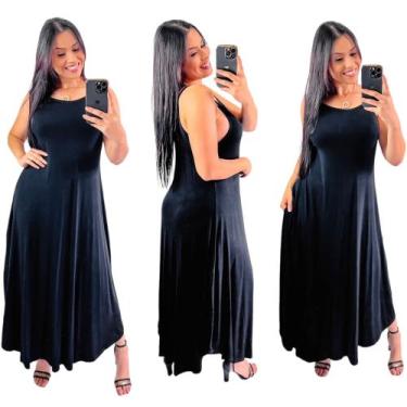Imagem de Vestido longo de  alcinha - Neide modas, Preto, M