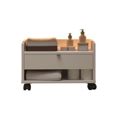 Imagem de Armário Gabinete Para Banheiro Organizador Com Rodinha De Chão Móvel (Off White)