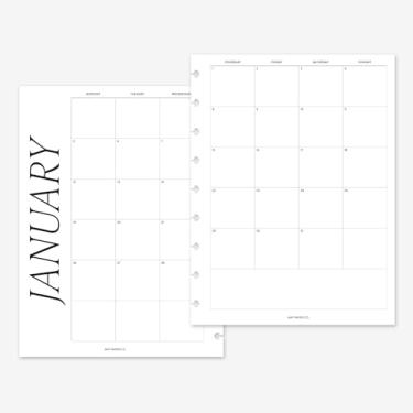 Imagem de Agenda clássica Happy Planner 2026 mês em duas páginas, refil de agenda mensal clássico para caderno de 9 discos 19 x 23,25 (meses contínuos, início de segunda-feira)