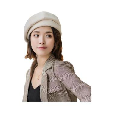 Imagem de Chapéu De Boina Estilo Coreano Xadrez Feminino Outono Inverno Bonito A
