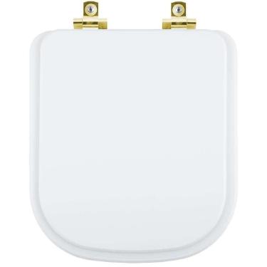Imagem de Assento Sanitário Com Amortecedor Debba Branco Para Vaso Roca Com Ferragem Dourada
