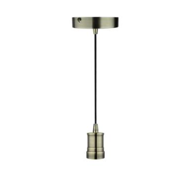 Imagem de Harwez Mini luminária pendente de bronze estilo antigo, soquete de luz única, dossel de 12 cm, cabo de tecido preto ajustável de 3 m, luminária de teto, suporte de lâmpada E26, LP-116-5