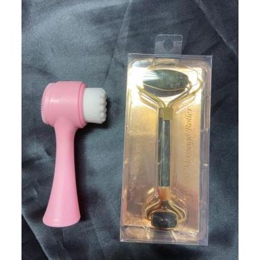 Imagem de Esponja Limpeza Facial Escova Massageadora Esfoliante 2 Em 1 + rolinho