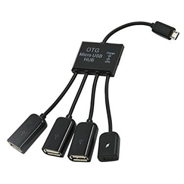 Imagem de Cablecc Micro USB Host OTG Cabo adaptador Hub de 3 portas com energia para Galaxy S5 i9600 Note3 N9000 celular e tablet