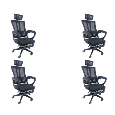 Imagem de Kit 4 Cadeiras de Escritório Presidente Executiva Oficial Paris Preto