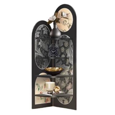 Imagem de Estante de mesa estilo antigo para sala de estar do chão ao teto no armário de canto, prateleira de sofá (grande)