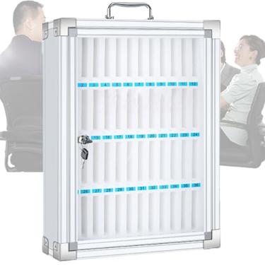 Imagem de Armário para armazenamento de celular, cofre para celular de parede com trava, compartimento de algodão perolado, alça de metal, estrutura de liga de alumínio