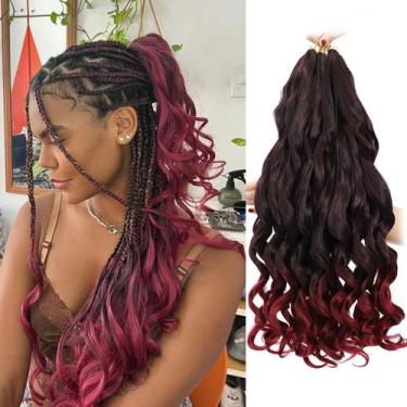 Imagem de Cabelo francês sintético com trança encaracolada Conrora 30 cm, 8 paco