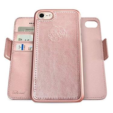 Imagem de Dreem Fibonacci 2-in-1 Wallet Case for Apple iPhone SE 3 (2022), SE 2, & 8/7 - Luxury Vegan Leather, Magnetic Detachable Shockproof Phone Case, RFID Card Protection, 2-Way Flip Stand - Rose