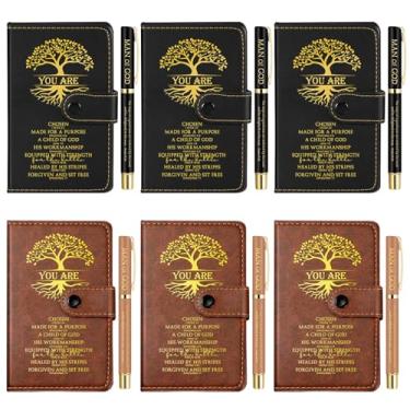 Imagem de Thenshop Presentes Cristãos Diário de Oração de Couro a Granel Pastor Homem de Deus Presente de Dia dos Avós Caderno Religioso com Versículo da Bíblia Canetas para Homens Mulheres Escola Dominical