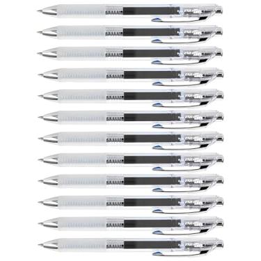 Imagem de Pentel Caneta de gel líquido EnerGel ICE, ponta de metal de 0,7 mm, tinta preta, 12 unidades