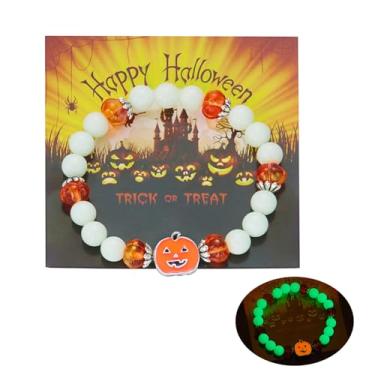 Imagem de INENIMARTJ Pulseiras luminosas de Halloween para homens, mulheres, personalidade, chique, colorido, luminoso, fantasma, abóbora, miçangas, joias de Halloween para homens e mulheres, Large, Liga